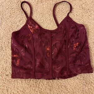 Windsor Burgundy Sequin Lace Camisole